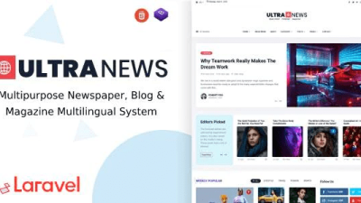 UltraNews v2.8.0 Laravel Newspaper, Blog and Magazine Multilingual System [Activated]