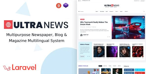UltraNews v2.8.0 Laravel Newspaper, Blog and Magazine Multilingual System [Activated]
