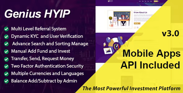 [Activated] Genius HYIP (v3.1) All in One Investment Platform
