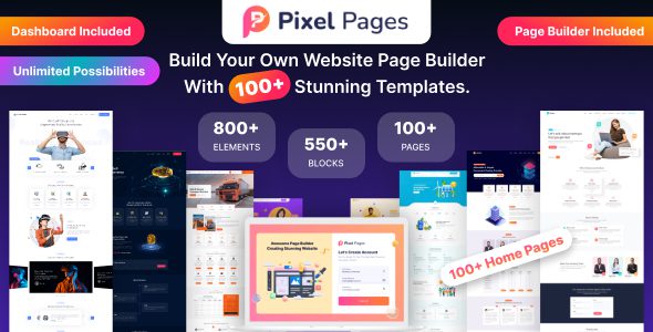 PixelPages (v1.0.3) SAAS Application Website Builder for HTML Template