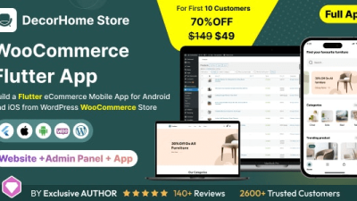DecorHome App (v1.0) Online Furniture Selling in Flutter 3.x (Android, iOS) with WooCommerce Full App