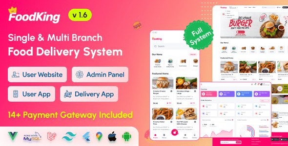 (Activated) FoodKing v1.8 Restaurant Food Delivery System with Admin Panel & Delivery Man App | Restaurant POS