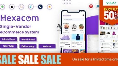 [Activated] Hexacom v7.2 single vendor eCommerce App with Website, Admin Panel and Delivery boy app