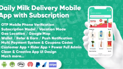 v1.4 Dairy Products, Grocery, Daily Milk Delivery Mobile App with Subscription – Customer & Delivery App