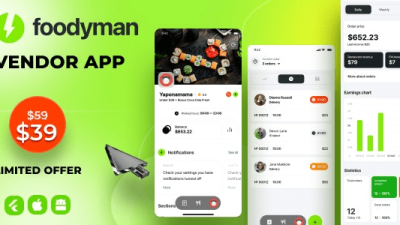 Foodyman Multi – Restaurant (and Grocery) Vendor App (iOS&Android) v2023-4