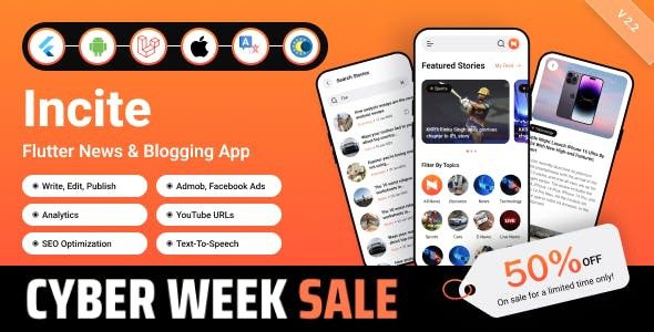 Incite v2.2 Short News App & Web, Blog App with Laravel Admin Panel for Android & iOS