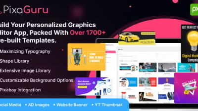 PixaGuru v.1.9.0 SAAS Platform to Create Graphics, Images, Social Media Posts, Ads, Banners, & Stories