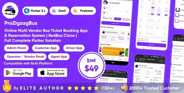 v1.1 ProZigzagBus : Online Multi Vendor Bus Ticket Booking App & Reservation System Flutter Solution