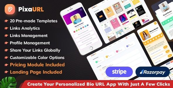 PixaURL v2.3 Run Your Own SaaS Platform for Building Bio URL , Mini Sites, Digital Cards