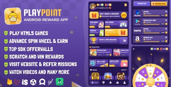 PlayPoint Android App with Admin Panel (v1.3)