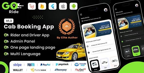 GORIDE (v2.2) InDriver Clone | Flutter Complete Taxi Booking Solution with Bidding Option