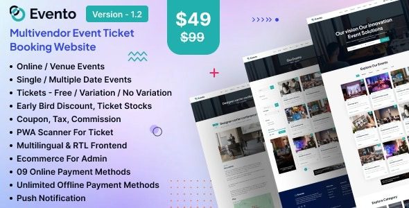 Evento v.2.0 Multivendor Event Ticket Booking Website