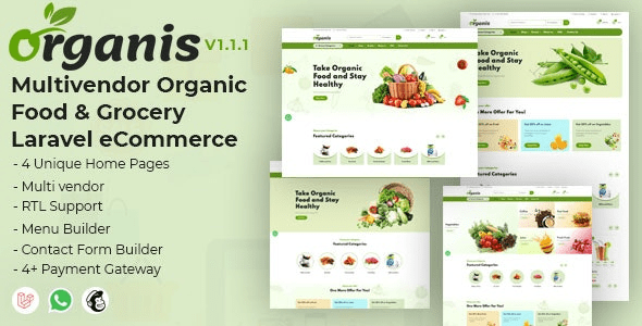 Organis (v1.2.1) Multivendor Organic Food & Grocery Laravel eCommerce