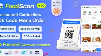 FoodScan (v1.2) Qr Code Restaurant Menu Maker and Contactless Table Ordering System with Restaurant POS 