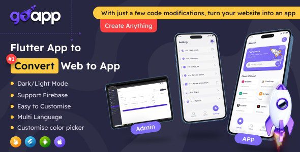 GoApp for Web to App Convertor Flutter + Admin Panel源码下载