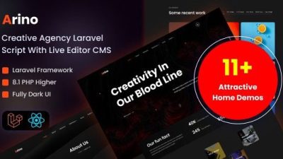 Arino v3.1 Creative Agency Laravel Script With Live Editor CMS