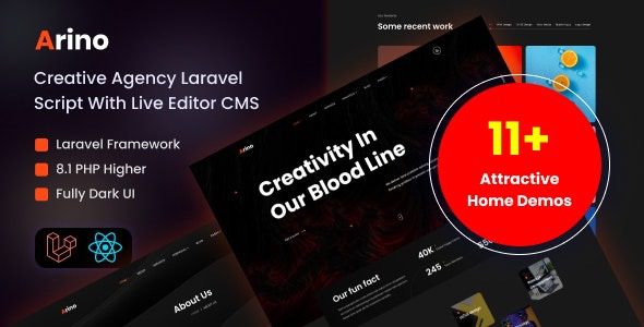 Arino v3.1 Creative Agency Laravel Script With Live Editor CMS