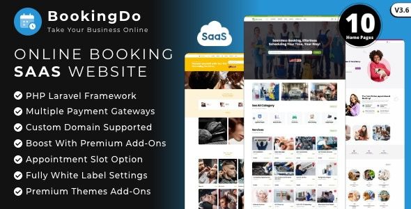 BookingDo SaaS (v3.6) Multi Business Appointment Scheduling & Service Booking Website Builder 
