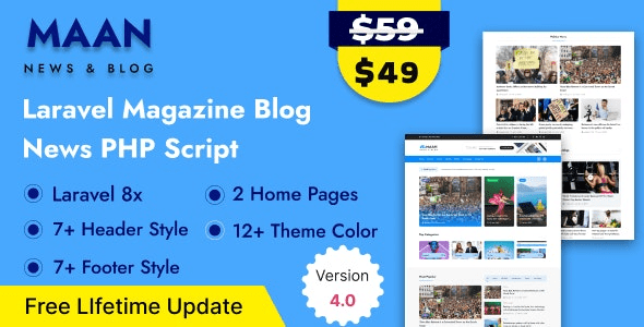 Maan (v4.0) News Laravel Magazine Blog & News PHP Script