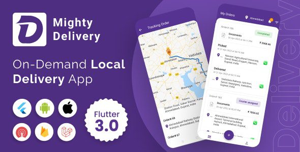 MightyDelivery v19.0 On Demand Local Delivery System Flutter App | Courier Company | Courier App