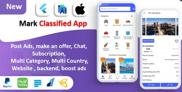 Mark Classified App v6.0 Classified App | Multi Payment Gateways Integrated | Buy & Sell | Subscription