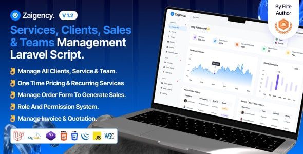 Zaigency (v1.2) Services, Clients, Sales & Teams Management Laravel Script