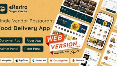 eRestro v1.0.7 Single Vendor Restaurant Flutter App | Food Ordering App with Admin Panel | Web Version