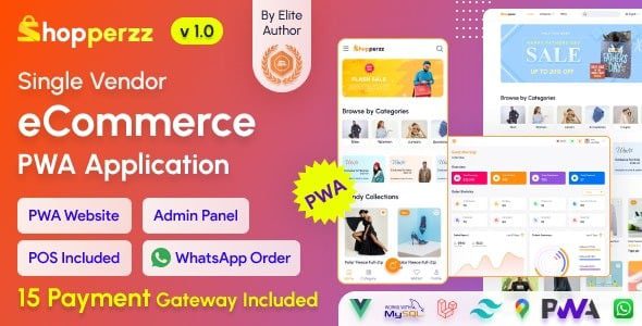 Shopperzz v1.0 PWA eCommerce CMS with POS & WhatsApp Ordering | Inventory Management