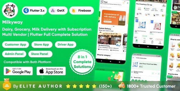 Milkyway v1.1 Multi-Vendor Milk Subscription App | Daily Milk & Grocery Delivery App | Full Solution