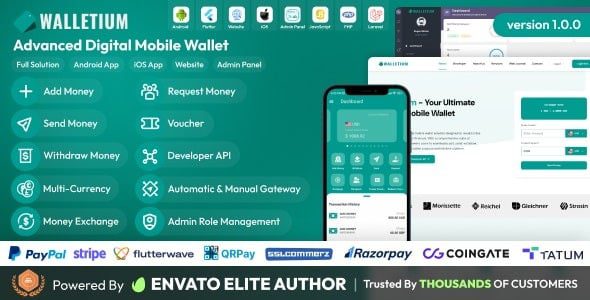 Walletium v1.0.0 Digital Wallet and Payment Gateway Full Solution
