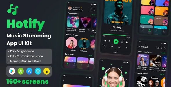Hotify v1.0 Music Streaming App React Native CLI Ui Kit