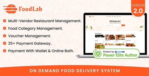 FoodLab v2.0 On demand Food Delivery System (Activated)