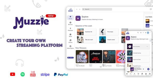 Muzzie v4.6 – Music, Podcast & Live Streaming Platform [Activated]
