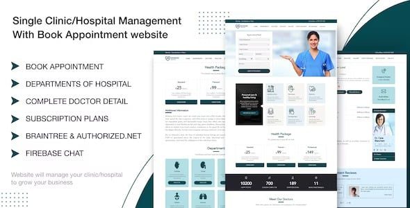 Single Clinic v1.2 Hospital Management With Book Appointment website