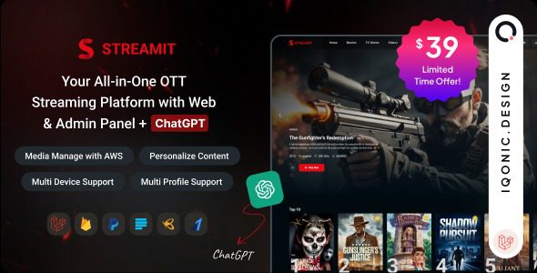 Streamit Laravel v1.2.2 – Movie, TV Show, Video Streaming Platform With Laravel with ChatGPT