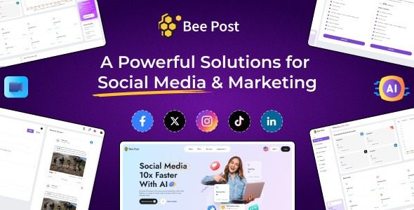 BeePost v1.1 – AI Social Media Management & Content Creation SaaS with Subscription System [Activated]