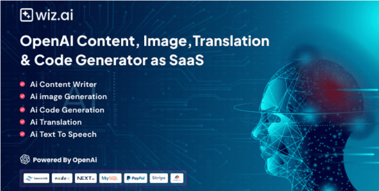WizAI v1.5 – OpenAI Content, Image, Translation, ChatBot, and Speech to Text Generator SaaS Platform