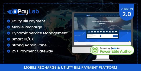 PayLab v2.0 Mobile Recharge And Utility Bill Payment Platform [Activated]