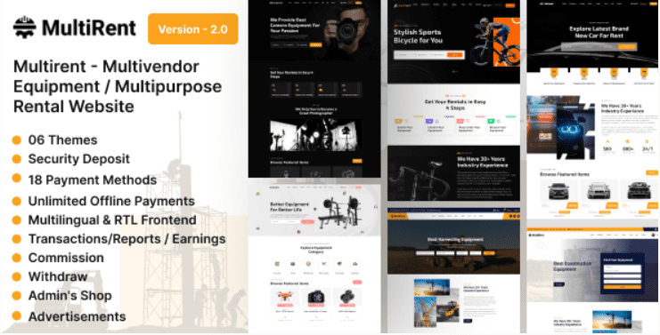 Multirent v2.0 Multivendor Equipment / Multipurpose Rental Website [Activated]