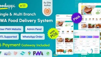FoodAppi v1.8 PWA Food Delivery System and WhatsApp Menu Ordering with Admin Panel | Restaurant POS [Activated]
