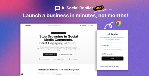 AI Social Replier SaaS v1.0 – GPT Response Generator