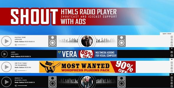 SHOUT (v3.2.2.1) HTML5 Radio Player With Ads - ShoutCast and IceCast Support