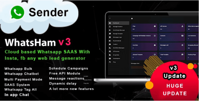 WhatsHam (v6.1) Cloud based WhatsApp SASS System with Lead Generator [Activated]
