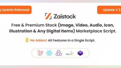 Zaistock v2.1 Free & Premium Stock Photo, Video, Audio, Icon Illustration Script