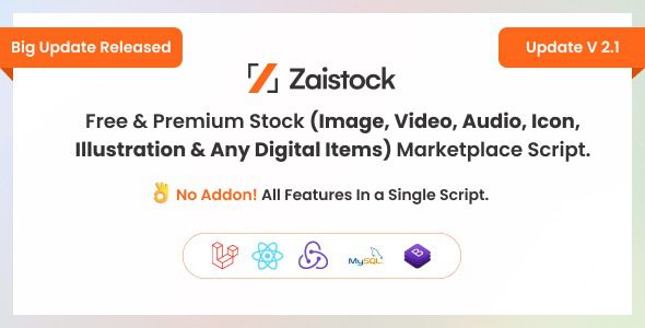 Zaistock v2.1 Free & Premium Stock Photo, Video, Audio, Icon Illustration Script