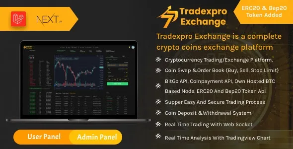 Tradexpro Exchange v3.1.3  Crypto Buy Sell and Trading platform, ERC20 and BEP20 Tokens Supported