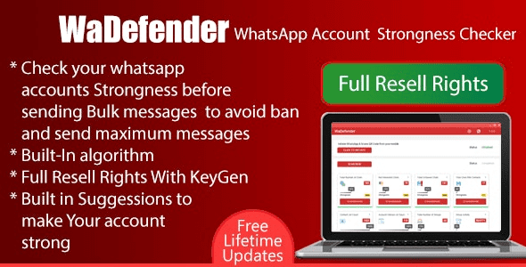 WaDefender (v4.0.0) WhatsApp Account Strongness Checker for bulk sending - Full Reseller Rights