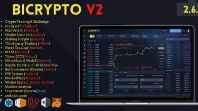 Bicrypto v5.3.4 Crypto Trading Platform, Exchanges, KYC, Charting Library, Wallets, Binary Trading, News