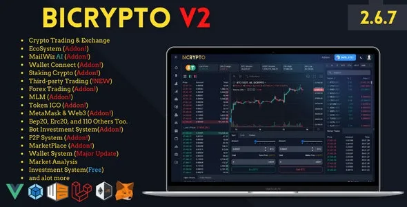 Bicrypto v5.3.4 Crypto Trading Platform, Exchanges, KYC, Charting Library, Wallets, Binary Trading, News