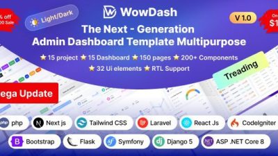 WowDash v1.0 - Tailwind, Bootstrap, React, Next, Node JS, Django, Php, Laravel ASP.net Admin Dashboard